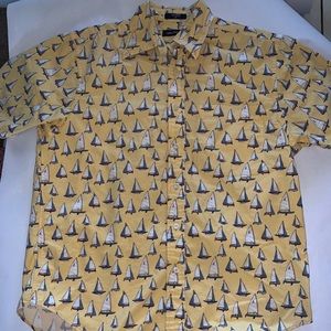 Yellow button up with boats